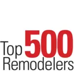A red and black illustrated icon for the Top 500 Remodelers Award