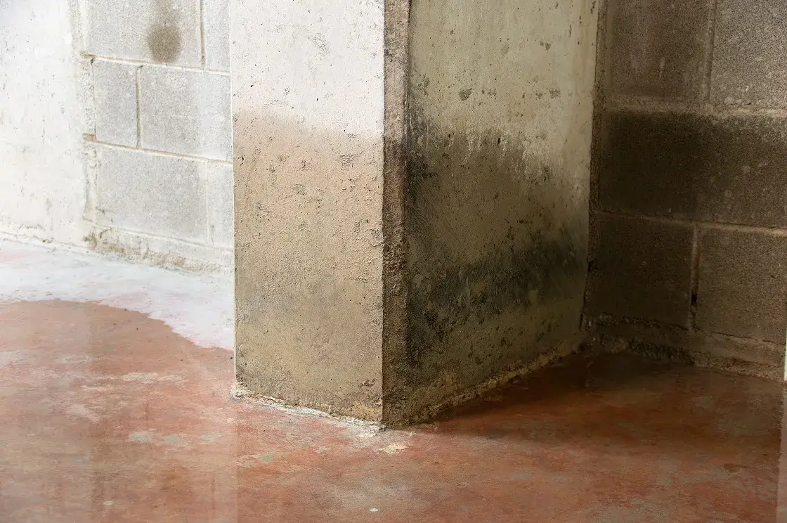Water seeping through a slab foundation