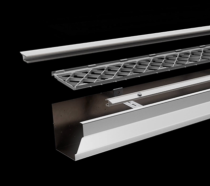 Exploded view of a 3-piece gutter guard system