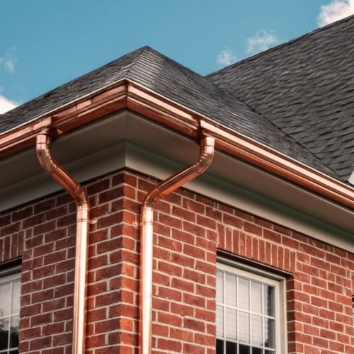 Home with copper gutters