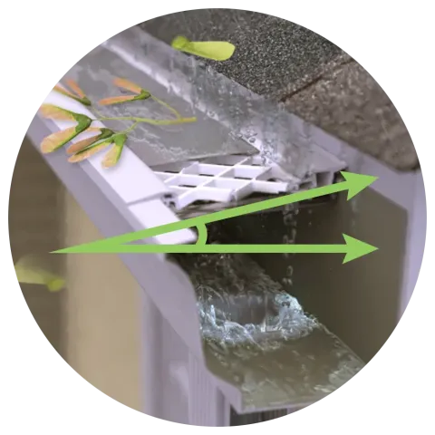 LeafFilter product showing the slope and degree angle of the upper product fitment