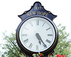 New Hope, PA grandfather clock in town square
