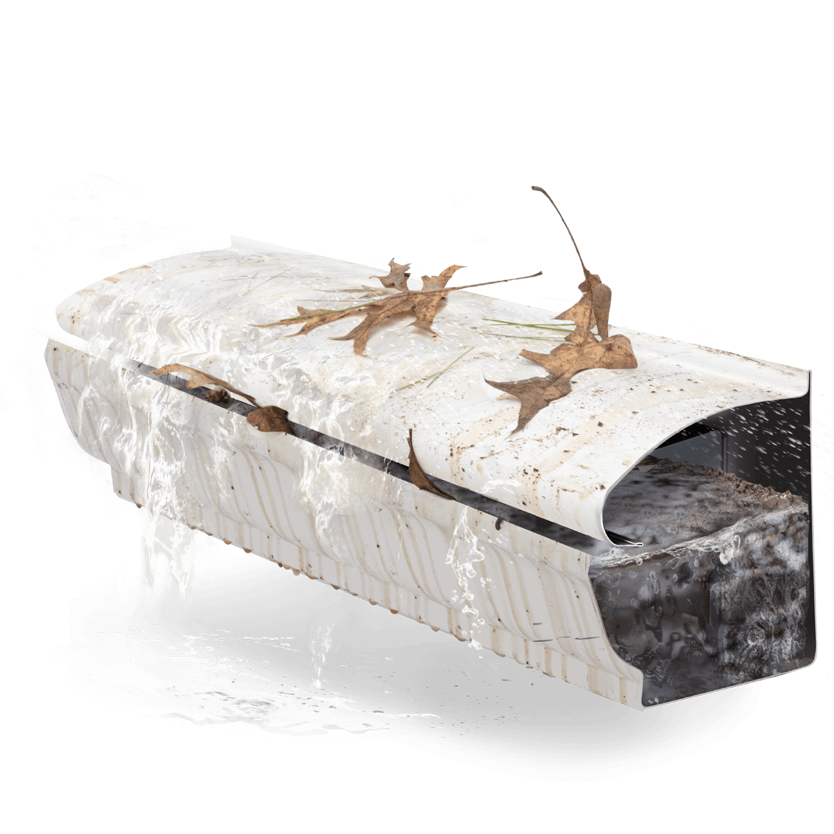 Clogged Leafguard competitor of LeafFilter gutter protection