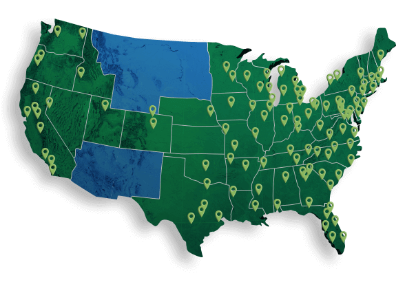 Map of LeafFilter offices in the U.S.